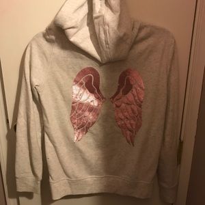 Light Gray VS Sweatshirt with Pink Wings